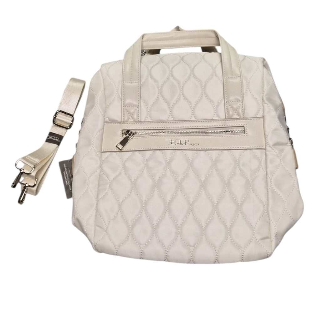 Bob Russo Quilted Convertible Backpack Purse Cream